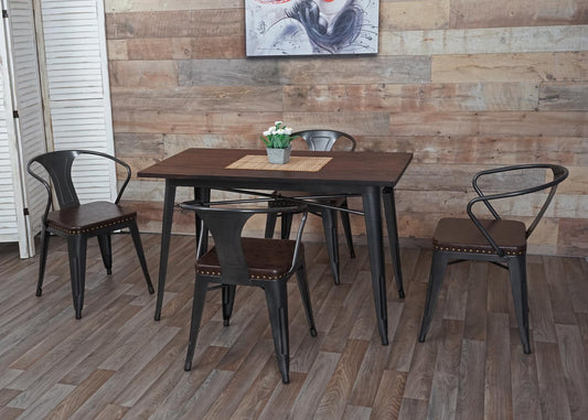 Cosmo Casa - Set van 4 Eetkamerstoelen - Chesterfield - Kunstleer - Zwartbruin