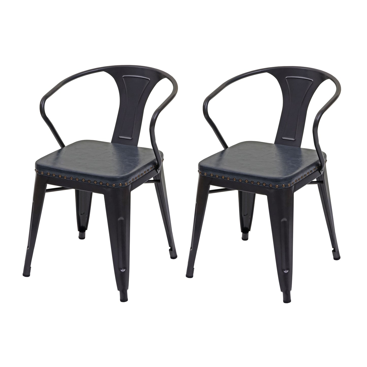 Cosmo Casa - Set van 2 Eetkamerstoelen - Chesterfield - Kunstleer - Zwartgrijs