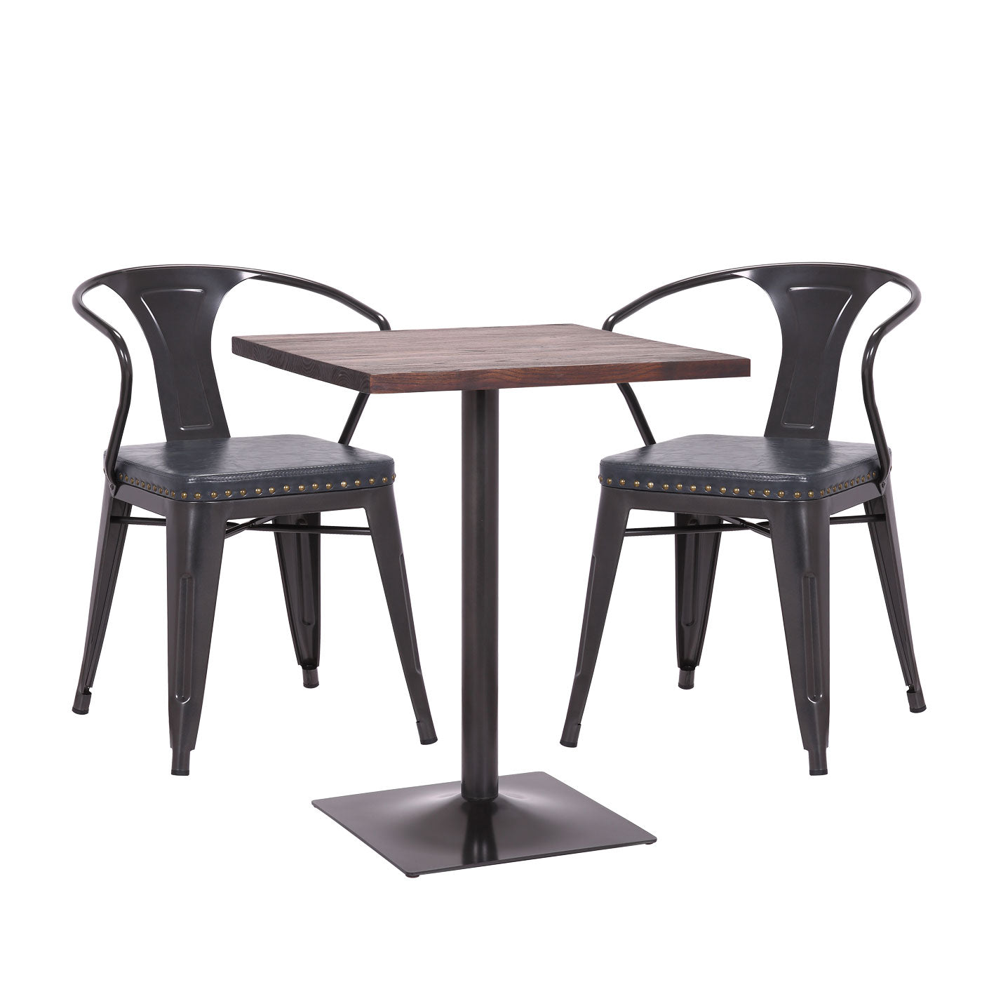 Cosmo Casa - Set van 2 Eetkamerstoelen - Chesterfield - Kunstleer - Zwartgrijs