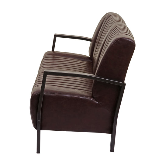 Cosmo Casa - 2-zitsbank - Industrieel - Kunstleer - Vintage bruin