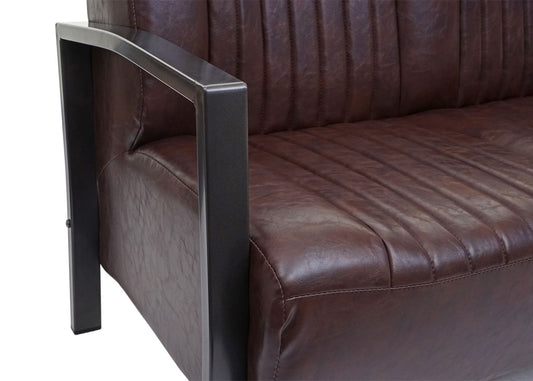 Cosmo Casa - 2-zitsbank - Industrieel - Kunstleer - Vintage bruin