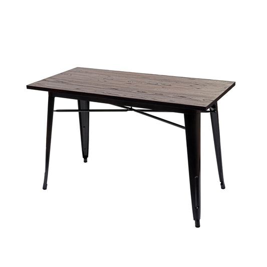 Cosmo Casa - Eettafel - Bistro - Metaal & Iepenhout - Zwartbruin - 120×60 cm