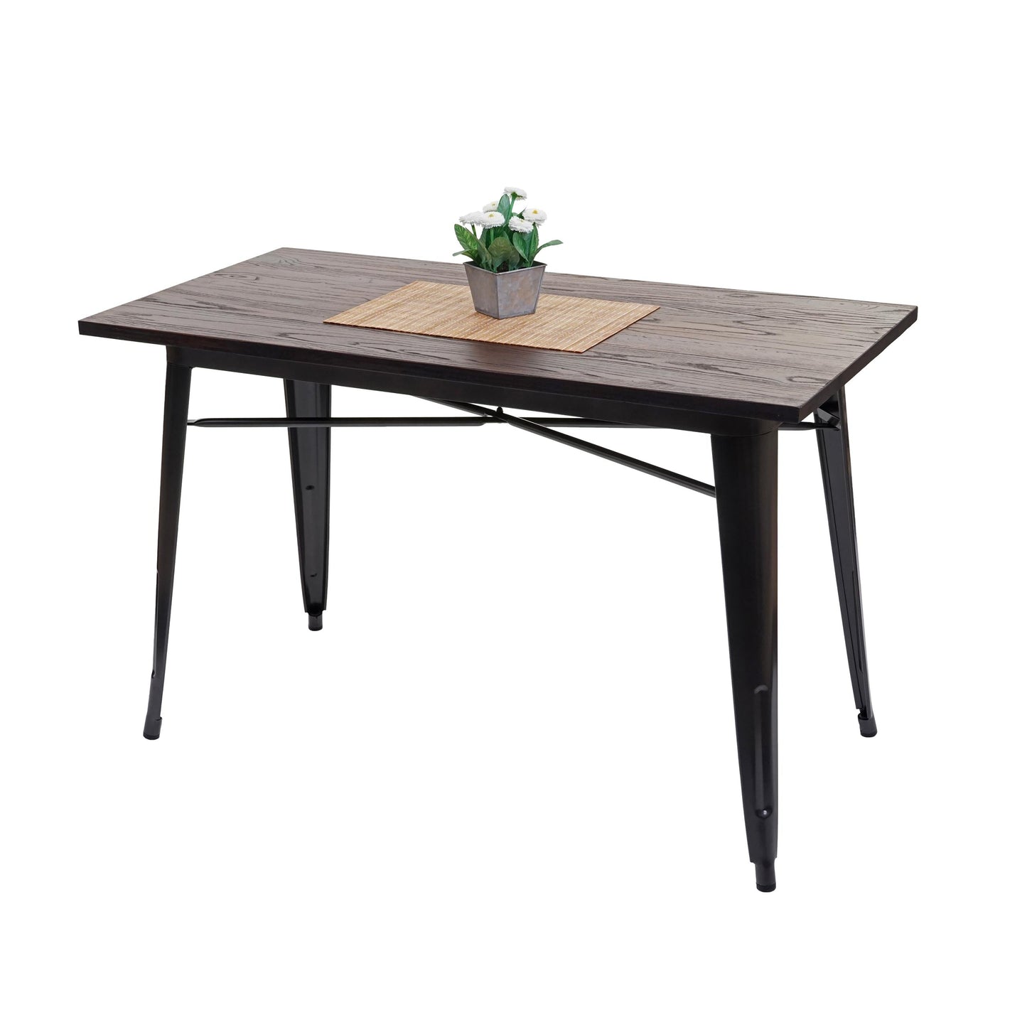 Cosmo Casa - Eettafel - Bistro - Metaal & Iepenhout - Zwartbruin - 120×60 cm