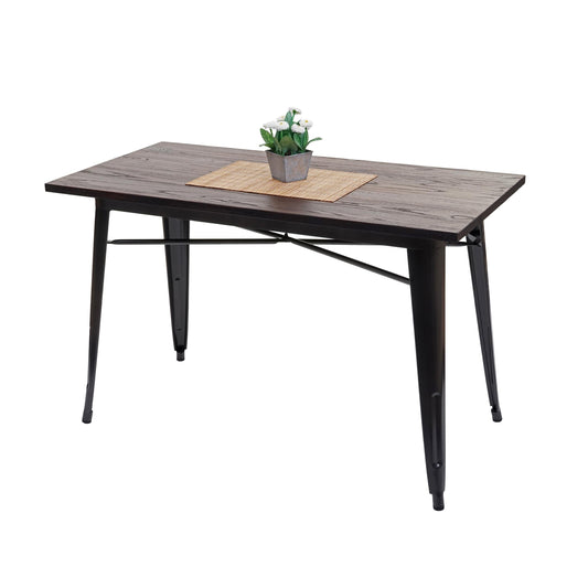 Cosmo Casa - Eettafel - Bistro - Metaal & Iepenhout - Zwartbruin - 120×60 cm