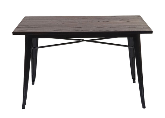 Cosmo Casa - Eettafel - Bistro - Metaal & Iepenhout - Zwartbruin - 120×60 cm