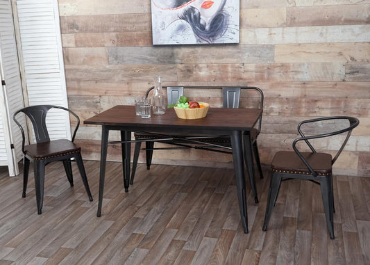 Cosmo Casa - Eettafel - Bistro - Metaal & Iepenhout - Zwartbruin - 120×60 cm