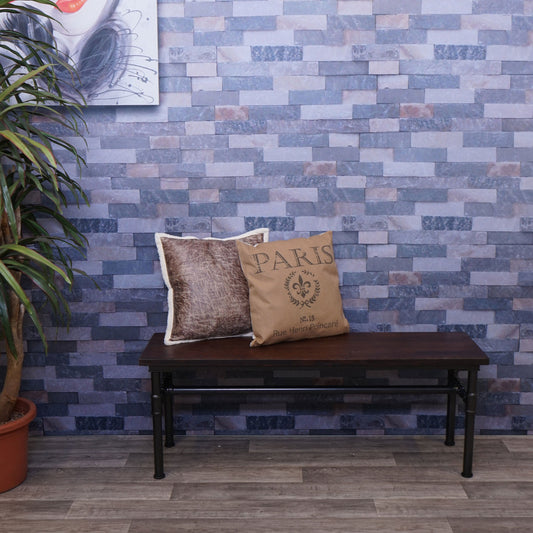 Cosmo Casa - Eetkamerbankkruk - Industrieel design - Iepenhout - Zwartbruin - 120×35 cm