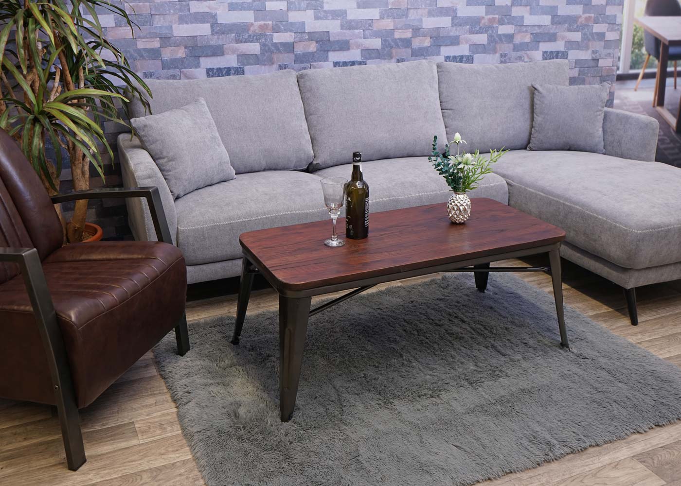 Cosmo Casa - Salontafel - Industrieel - Iepenhout - Bruinzwart