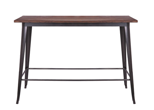 Cosmo Casa - Bartafel - Industrieel - Iepenhout - Vintage zwartbruin - 106×147×60 cm