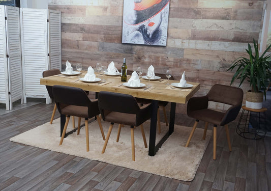 Cosmo Casa - Eetkamerstoel - Retro design jaren 50 - Imitatieleer-stof - Lichtbruin