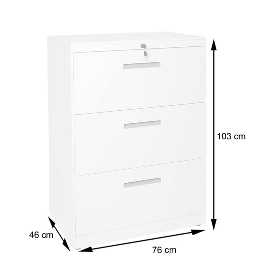 Cosmo Casa - Hangmapkast - Afsluitbaar - Staal - Grijs-donkergrijs - 103×76×46 cm