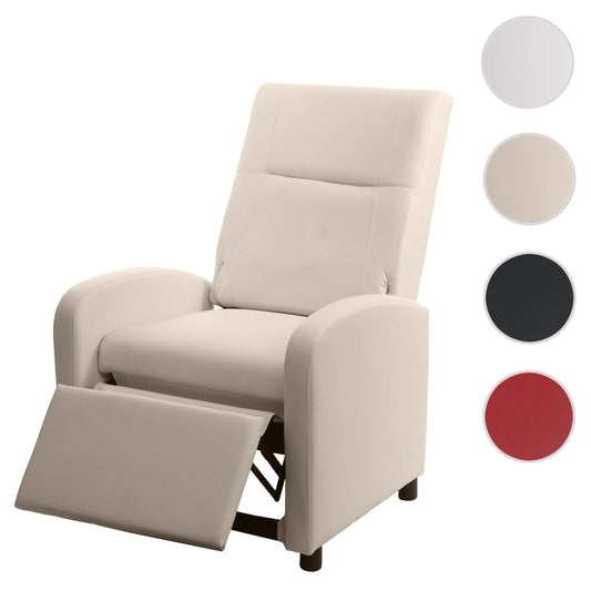 Cosmo Casa - TV-fauteuil - Opvouwbaar - Kunstleer - Crème - 99×70×75 cm