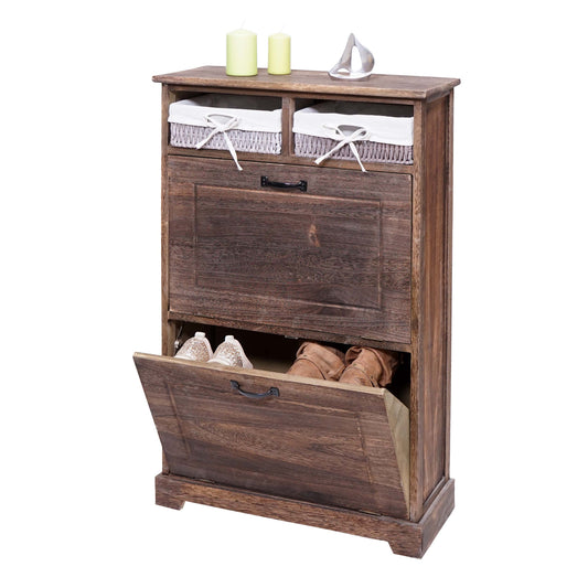 Cosmo Casa - Schoenenrek - Opberger met Lade - Massief Hout - Bruin