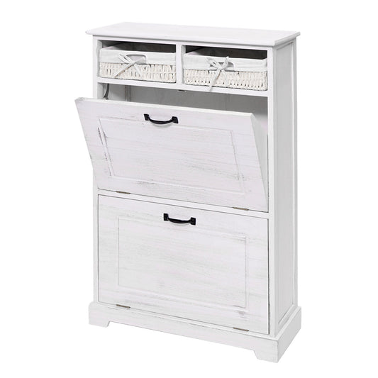 Cosmo Casa - Schoenenrek - Opberger met Lade - Massief Hout - Wit