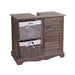 Cosmo Casa - Gootsteenonderkast met mandlade - Badkamermeubel - Massief hout - Shabby bruin - 60 x 65 x 31 cm
