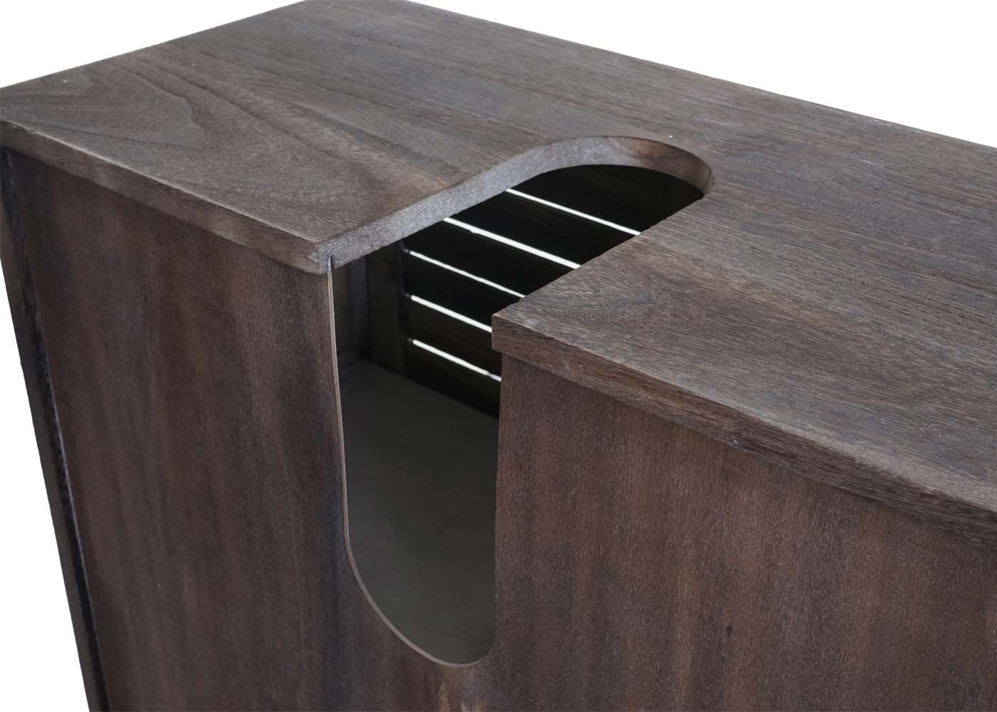 Cosmo Casa - Gootsteenonderkast met mandlade - Badkamermeubel - Massief hout - Shabby bruin - 60 x 65 x 31 cm