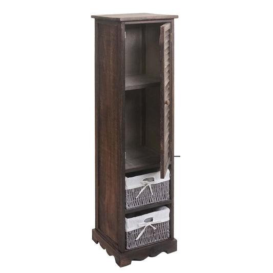 Cosmo Casa - Badkamerset - Hoge kast wastafelonderkast wandspiegel - Multi-materiaal - Shabby bruin