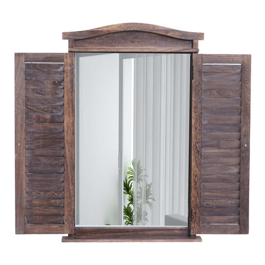 Cosmo Casa - Badkamerset - Hoge kast wastafelonderkast wandspiegel - Multi-materiaal - Shabby bruin