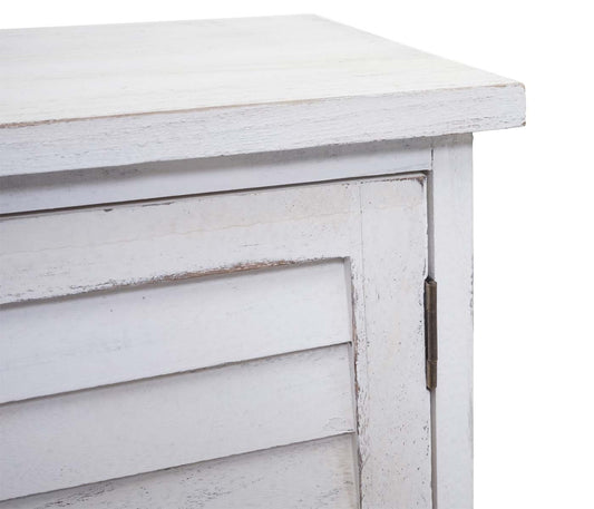 Cosmo Casa - Gootsteenonderkast met mandlade - Badkamermeubel - Massief hout - Shabby white - 60 x 65 x 31 cm