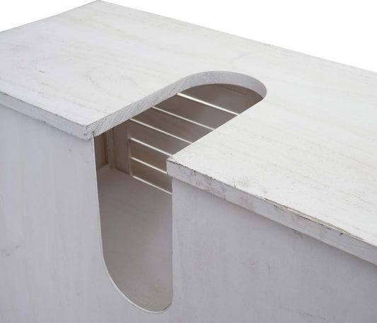 Cosmo Casa - Gootsteenonderkast met mandlade - Badkamermeubel - Massief hout - Shabby white - 60 x 65 x 31 cm