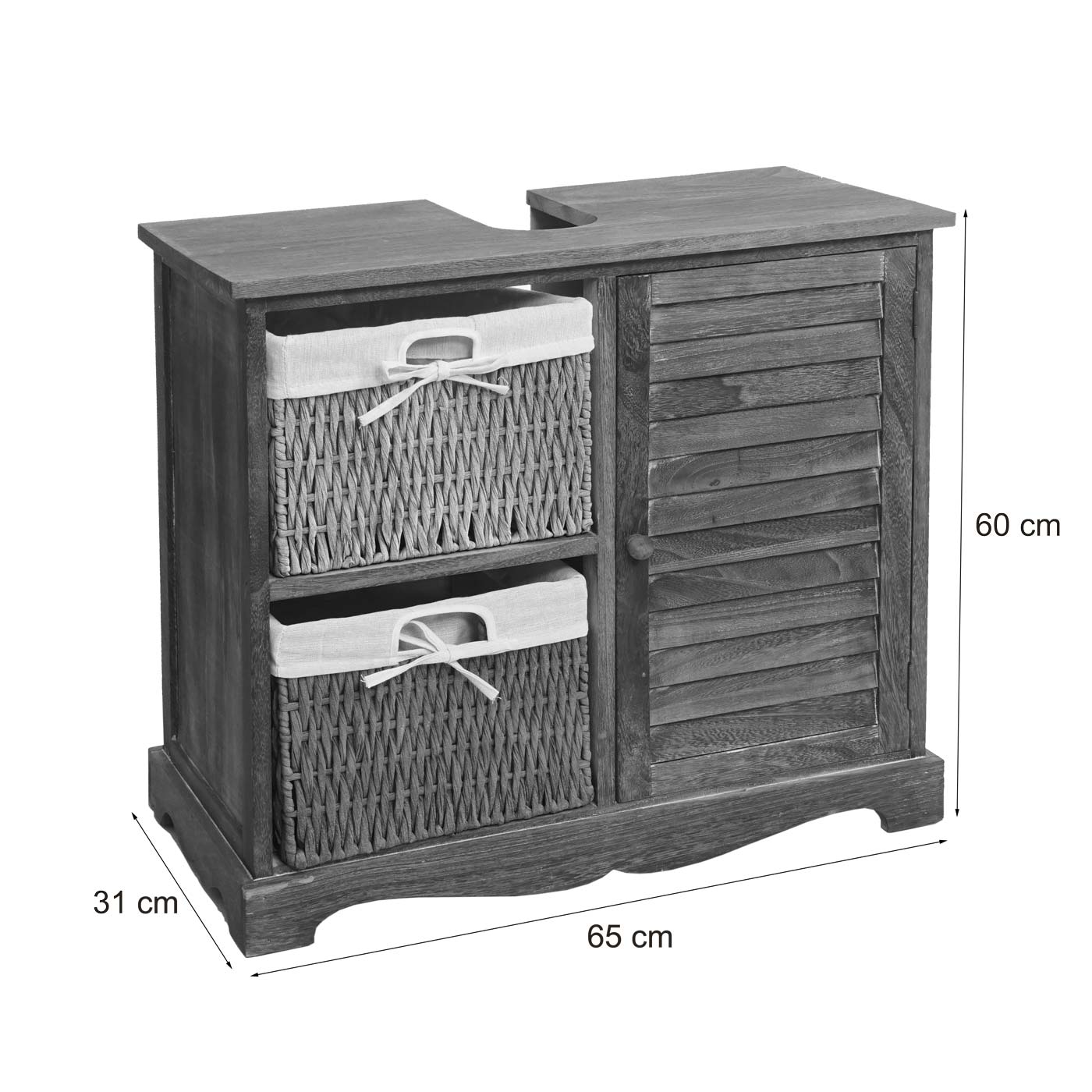 Cosmo Casa - Badkamerset - Hoge kast wastafelonderkast wandspiegel - Multi-materiaal - Shabby white