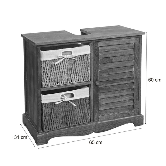 Cosmo Casa - Badkamerset - Hoge kast wastafelonderkast wandspiegel - Multi-materiaal - Shabby white