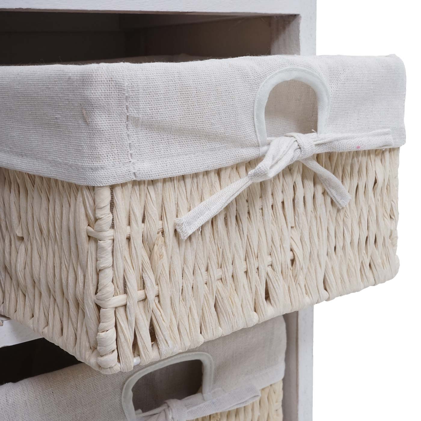 Cosmo Casa - Badkamerladekast met plank - Badkamermeubel - Massief hout - Shabby white - 120 x 27 x 29 cm