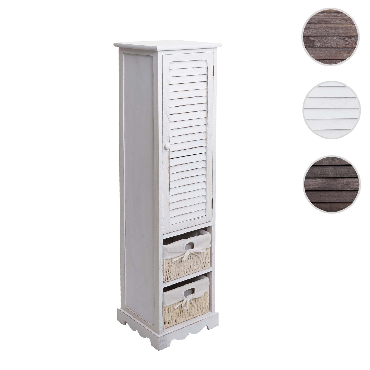 Cosmo Casa - Badkamerladekast met plank - Badkamermeubel - Massief hout - Shabby white - 120 x 27 x 29 cm