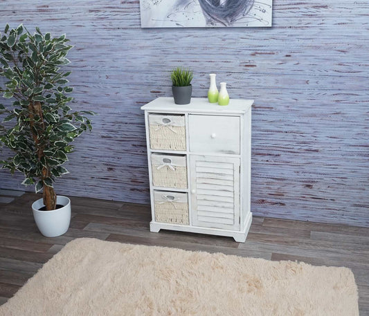 Cosmo Casa - Ladekast - Opbergkast Massief Hout - Shabby White