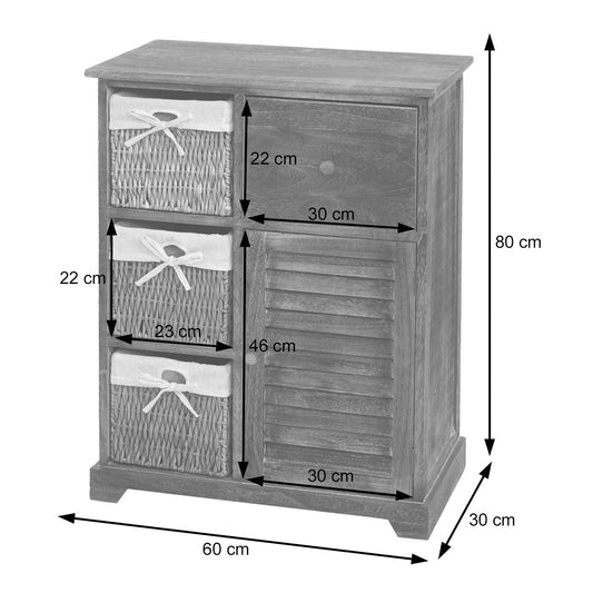 Cosmo Casa - Ladekast - Opbergkast Massief Hout - Shabby White