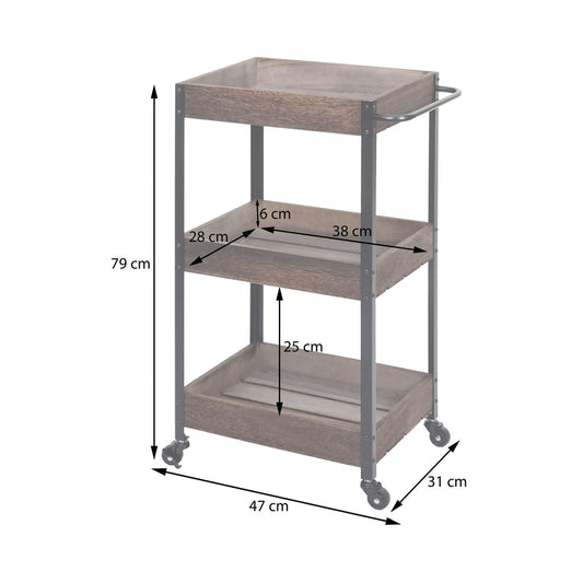 Cosmo Casa - Serveerwagen - Keukenwagen barwagen theewagen zijwagen - Massief hout - Shabby bruin