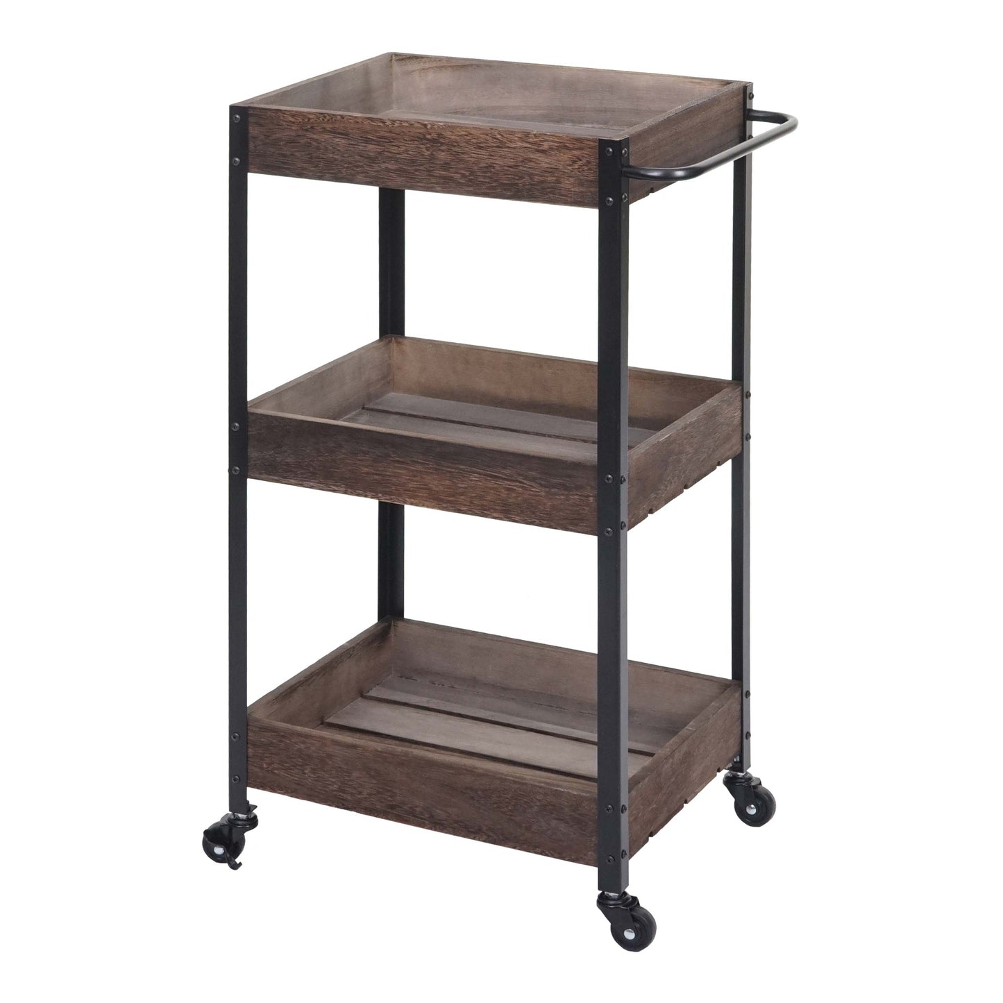 Cosmo Casa - Serveerwagen - Keukenwagen barwagen theewagen zijwagen - Massief hout - Shabby bruin