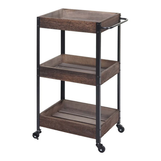 Cosmo Casa - Serveerwagen - Keukenwagen barwagen theewagen zijwagen - Massief hout - Shabby bruin