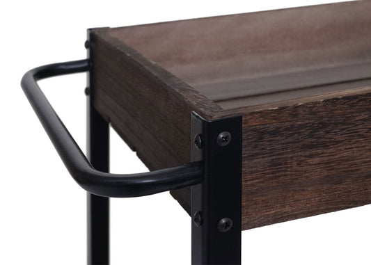 Cosmo Casa - Serveerwagen - Keukenwagen barwagen theewagen zijwagen - Massief hout - Shabby bruin