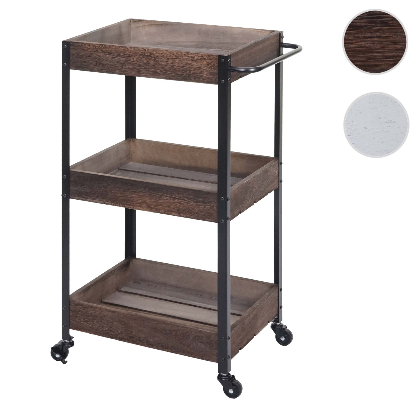 Cosmo Casa - Serveerwagen - Keukenwagen barwagen theewagen zijwagen - Massief hout - Shabby bruin