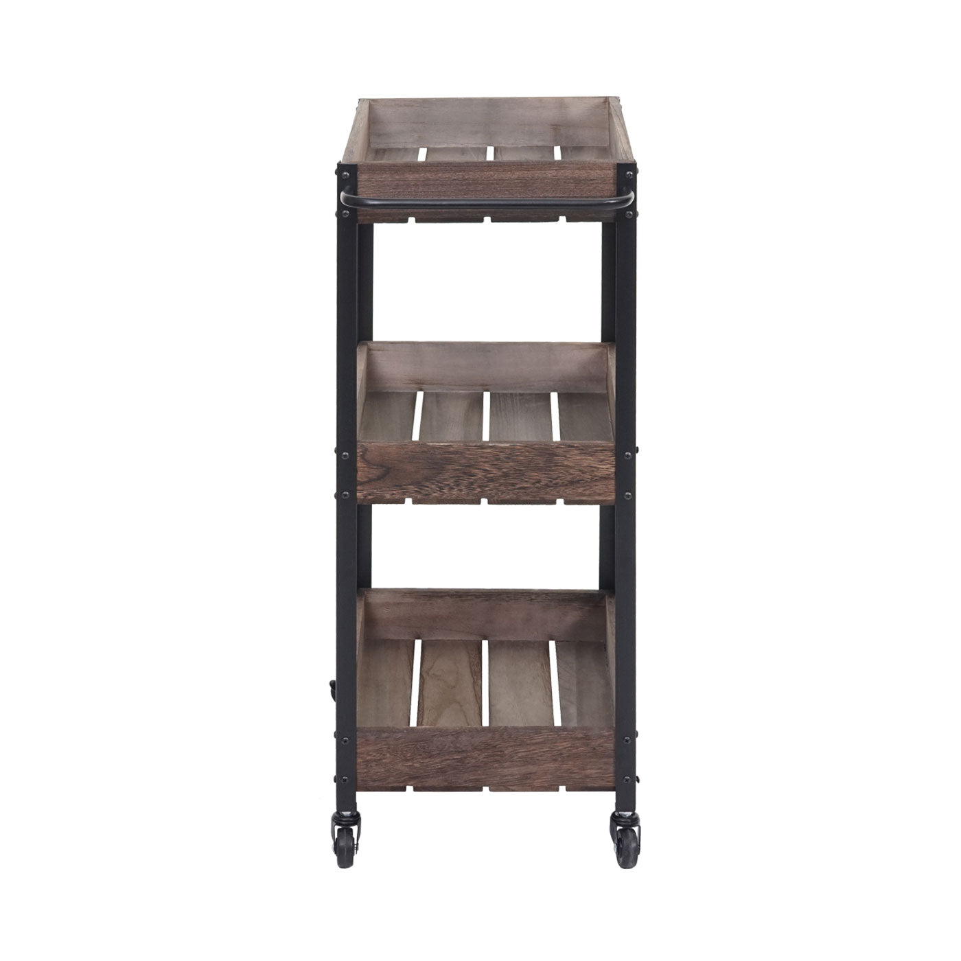 Cosmo Casa - Serveerwagen - Keukenwagen barwagen theewagen zijwagen - Massief hout - Shabby bruin