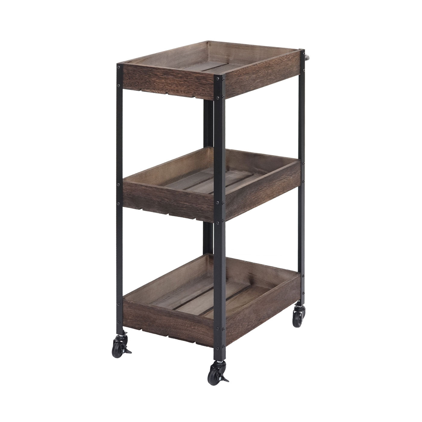 Cosmo Casa - Serveerwagen - Keukenwagen barwagen theewagen zijwagen - Massief hout - Shabby bruin