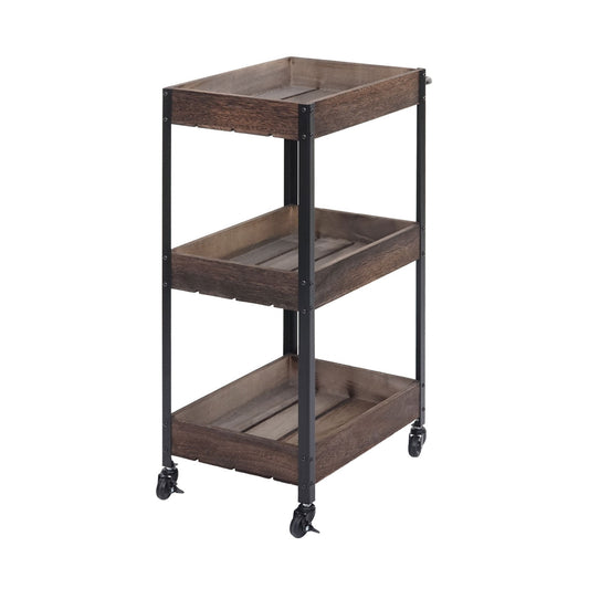 Cosmo Casa - Serveerwagen - Keukenwagen barwagen theewagen zijwagen - Massief hout - Shabby bruin