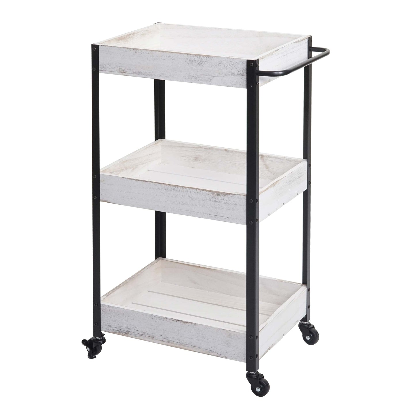 Cosmo Casa - Serveerwagen - Keukenwagen barwagen theewagen zijwagen - Massief hout - Shabby white