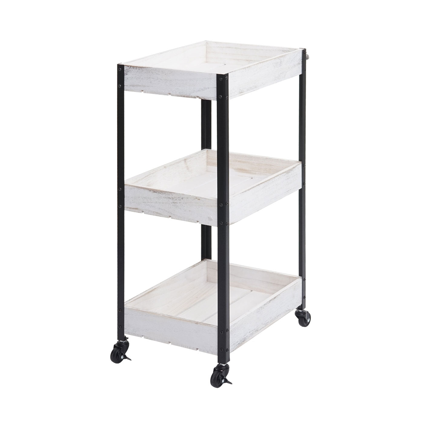 Cosmo Casa - Serveerwagen - Keukenwagen barwagen theewagen zijwagen - Massief hout - Shabby white