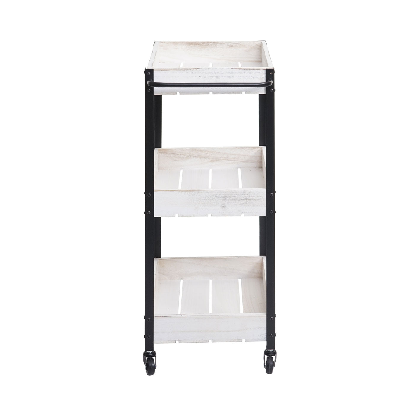 Cosmo Casa - Serveerwagen - Keukenwagen barwagen theewagen zijwagen - Massief hout - Shabby white