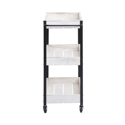 Cosmo Casa - Serveerwagen - Keukenwagen barwagen theewagen zijwagen - Massief hout - Shabby white