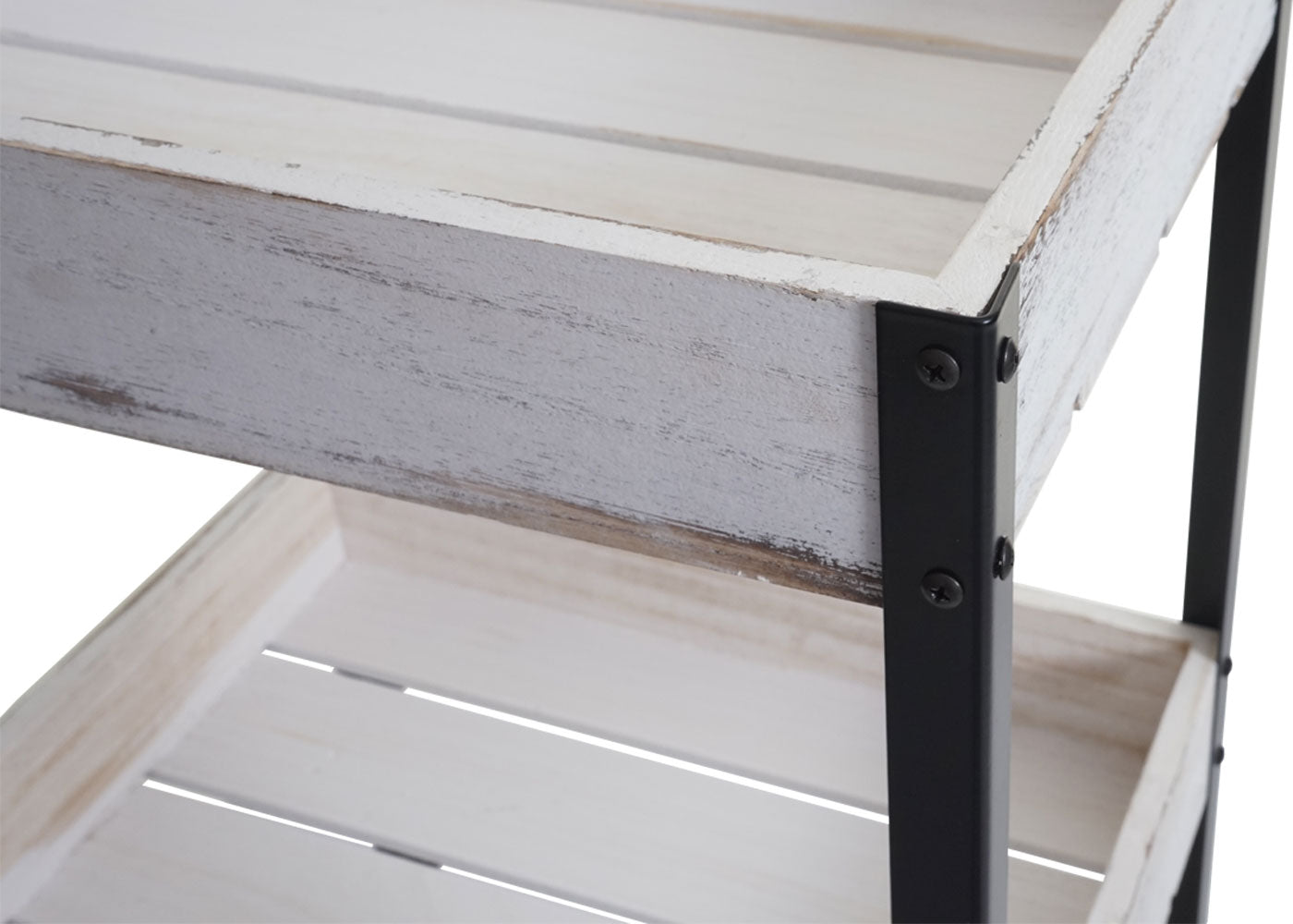 Cosmo Casa - Serveerwagen - Keukenwagen barwagen theewagen zijwagen - Massief hout - Shabby white