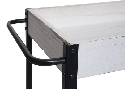 Cosmo Casa - Serveerwagen - Keukenwagen barwagen theewagen zijwagen - Massief hout - Shabby white