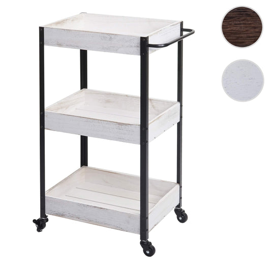 Cosmo Casa - Serveerwagen - Keukenwagen barwagen theewagen zijwagen - Massief hout - Shabby white