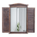 Cosmo Casa - Wandspiegel raam met luiken - Badkamerspiegel - Massief hout - Shabby bruin - 71 x 46 x 5 cm