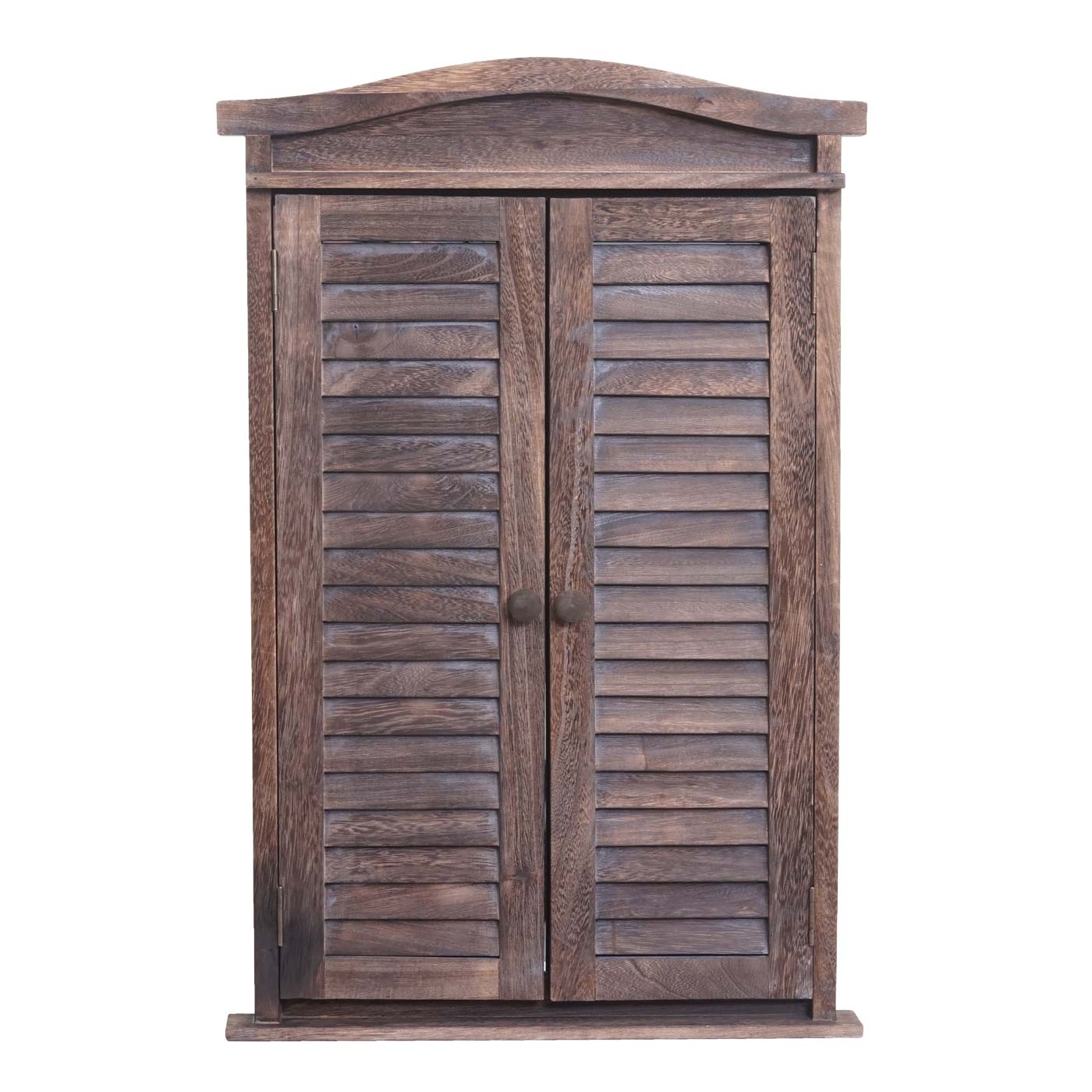 Cosmo Casa - Wandspiegel raam met luiken - Badkamerspiegel - Massief hout - Shabby bruin - 71 x 46 x 5 cm