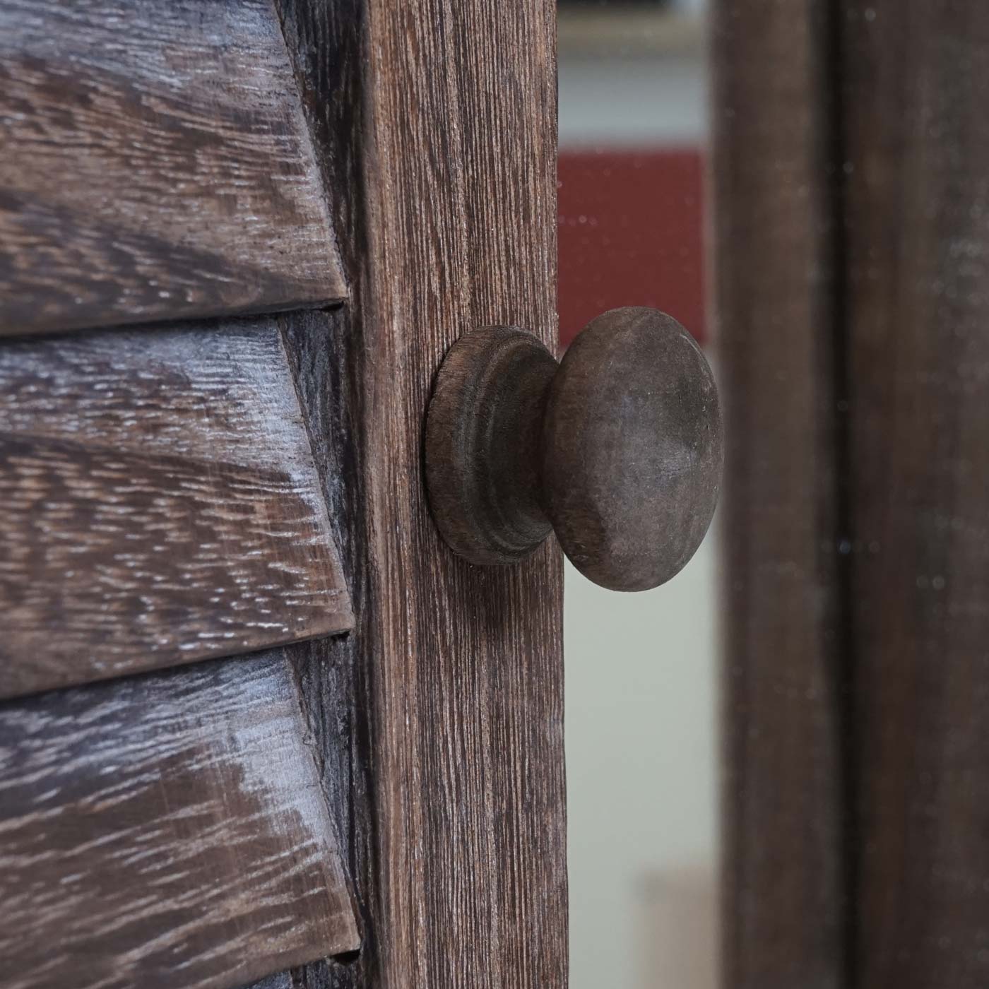 Cosmo Casa - Wandspiegel raam met luiken - Badkamerspiegel - Massief hout - Shabby bruin - 71 x 46 x 5 cm