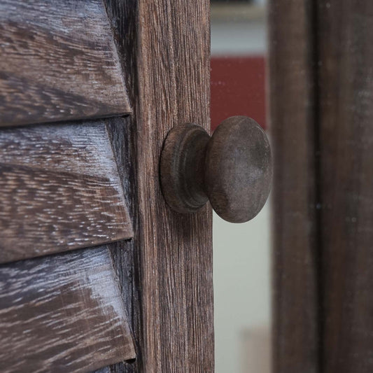 Cosmo Casa - Wandspiegel raam met luiken - Badkamerspiegel - Massief hout - Shabby bruin - 71 x 46 x 5 cm