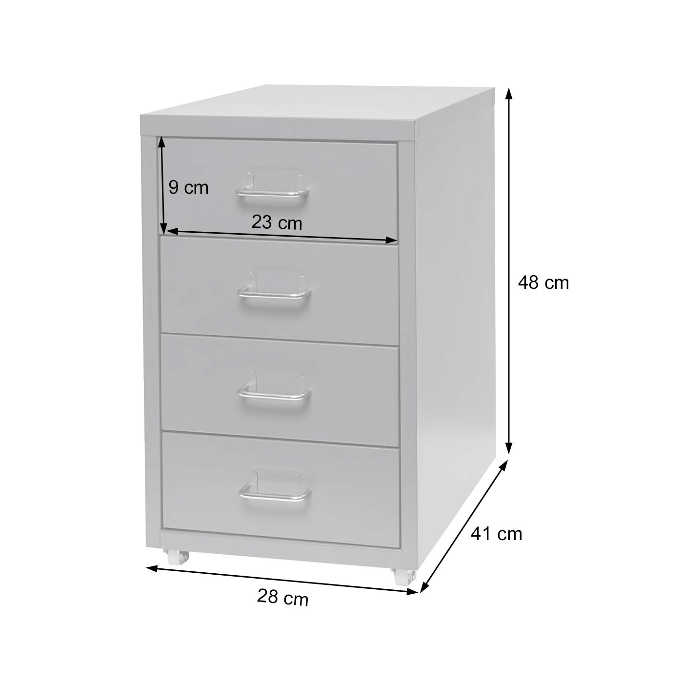 Cosmo Casa - Mobiele container - 4 laden - Metaal - Wit - 48×28×41 cm